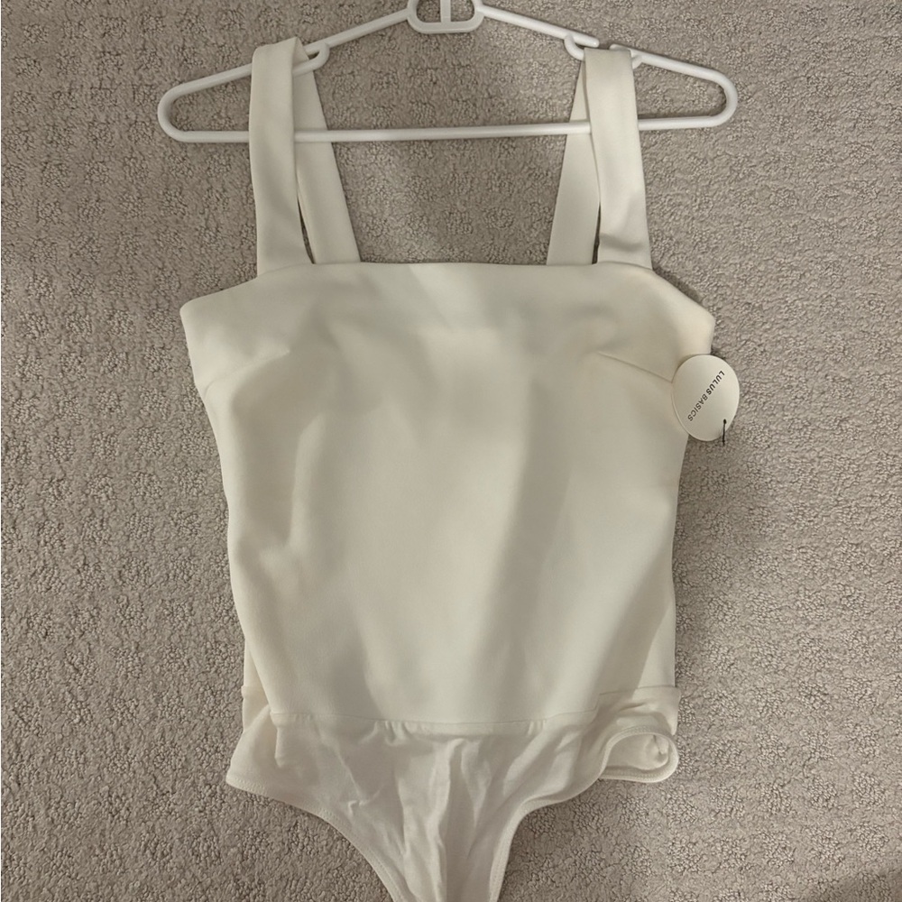 White Square Neck Bodysuit